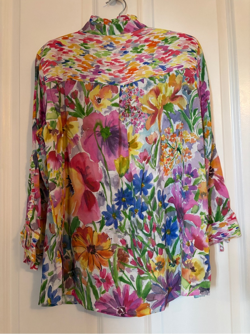 John Mark - Women's Multi Colored Floral Button-Front Popover Top Size S - Picture 8 of 9